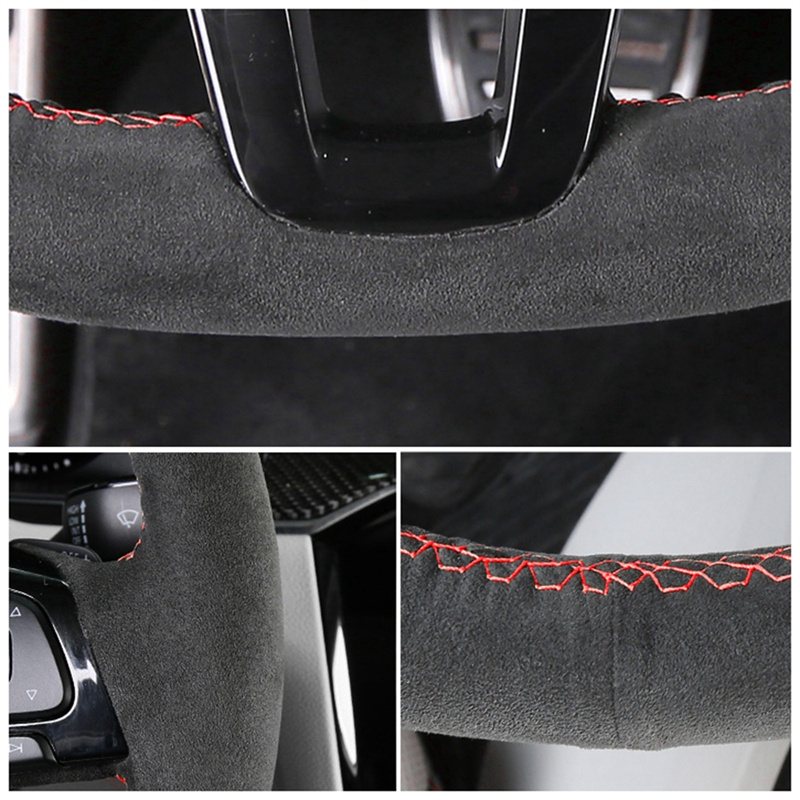Custom Hand-stitched Black Sue - đánh giá và giá Car Steering Wheel Cover Anti Slip Breathable